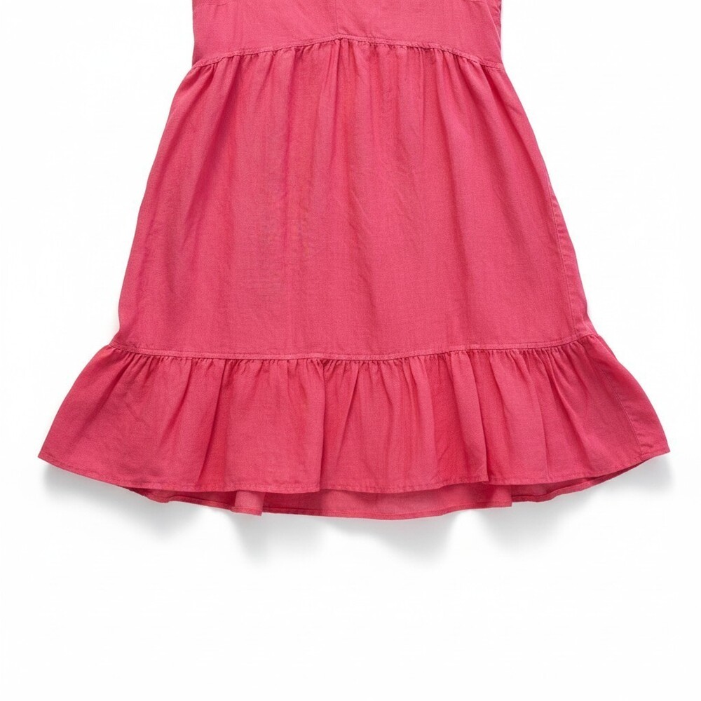 Cynthia Rowley 100% Linen Sundress Size S Raspberry Empire Waist Ruffle Hem - Picture 4 of 10